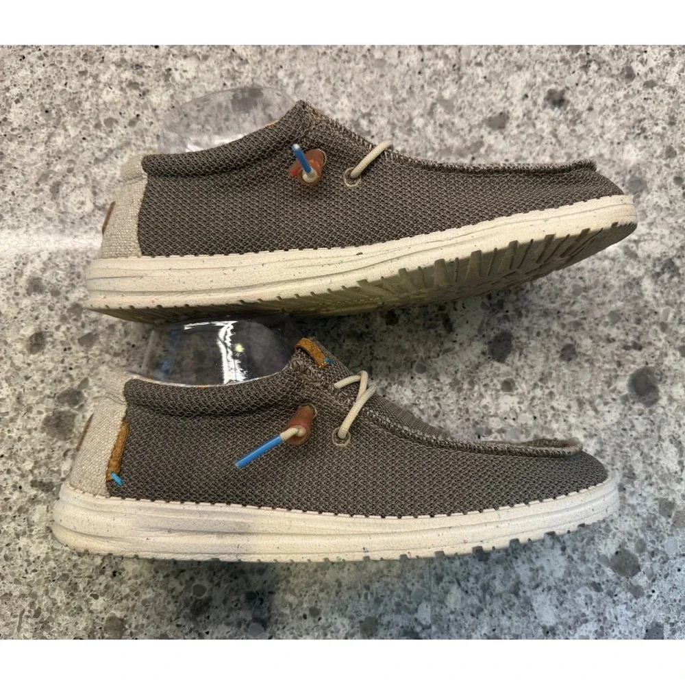 Hey Dude Unisex Adult Walnut Wally Sox Stretch Khaki Slip On Casual Loafer L9/M7
